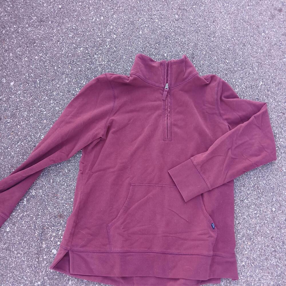 L.L. Bean Sweatshirt Womens Medium Purple Fleece 1/2 Zip Pullover Mock Neck